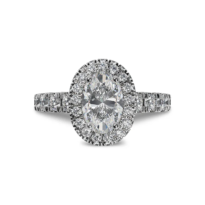 large diamond engagement rings -Lab Grown Diamond Halo Engagement Ring