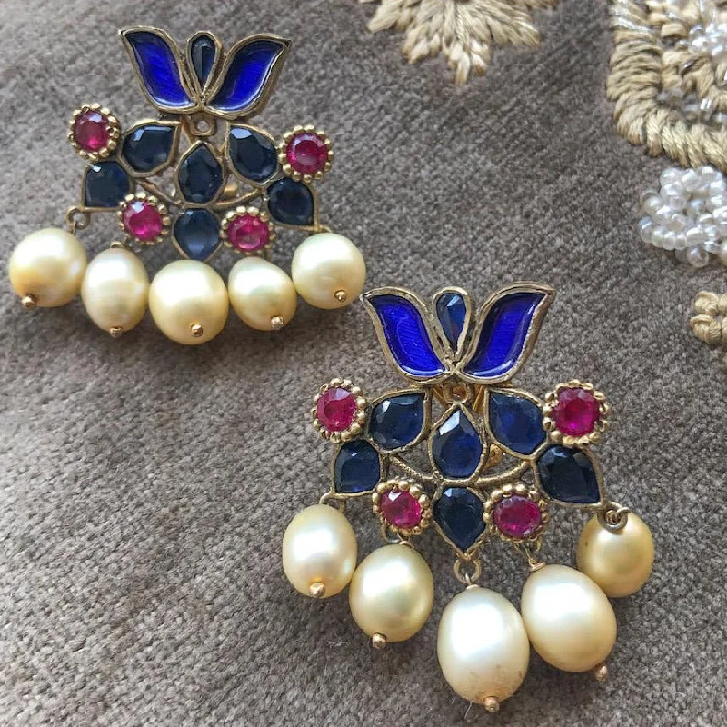 Royal Blue Floral Earrings