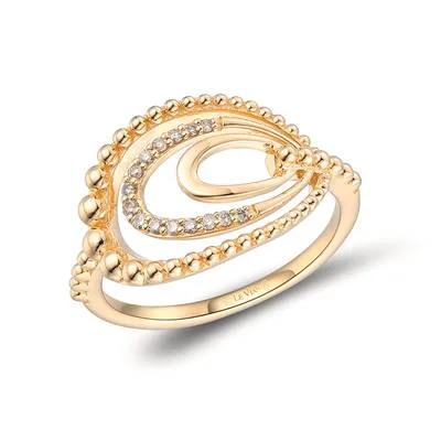 14K Yellow Gold 0.08ctw Diamond Waves Open Ring by Le Vian