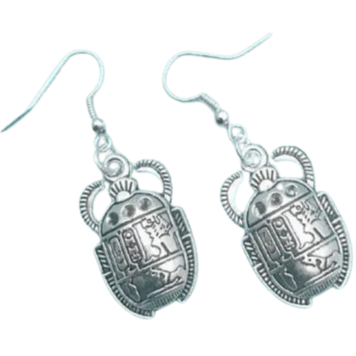 Egyptian Cartouche Earrings [Scarab/Beetle]