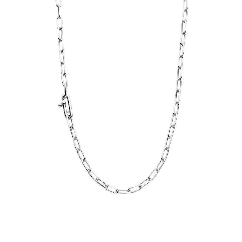 contemporary necklaces for women -Ti Sento Silver Necklace with Mini Silver Chain Links