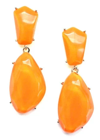 Orange Stone Drop Earrings