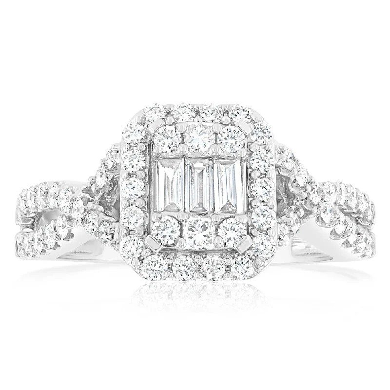 princess cut engagement rings for women -Luminesce Lab Grown 18ct White Gold 1 Carat Diamond Engagement Ring