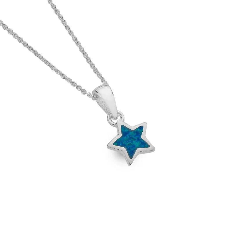 vintage gold necklaces for women -Sea Gems Sterling Silver Opal Star Necklace