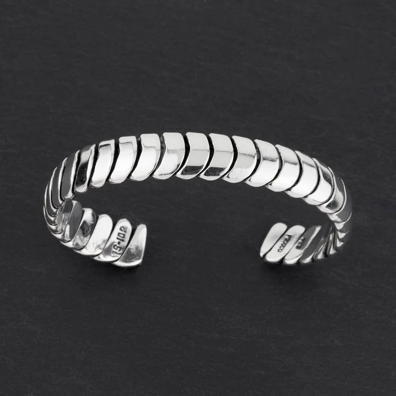 Sterling Silver Ribbed Cuff Bracelet