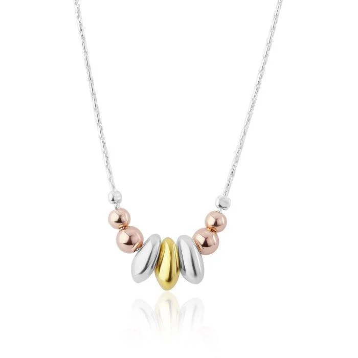 fashion necklaces for women -Gold and Silver Three Toned Nugget Necklace