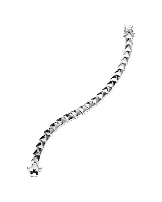 Eddie Borgo Rhodium Plated Pyramid Link Bracelet