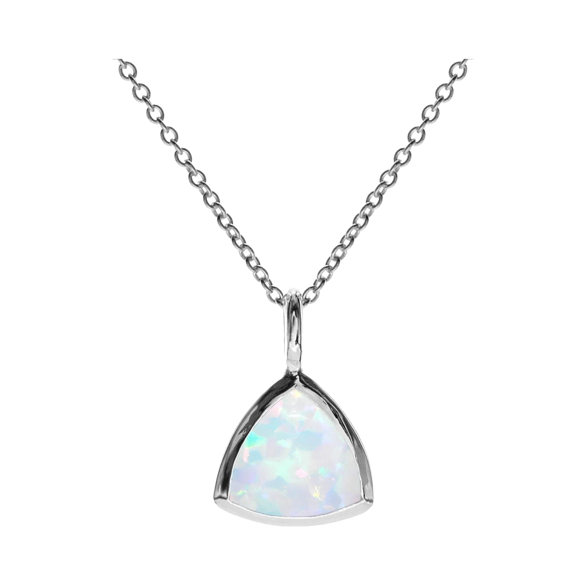 layered chain necklaces for women -Sterling Silver White Opal Trillion-Cut Necklace