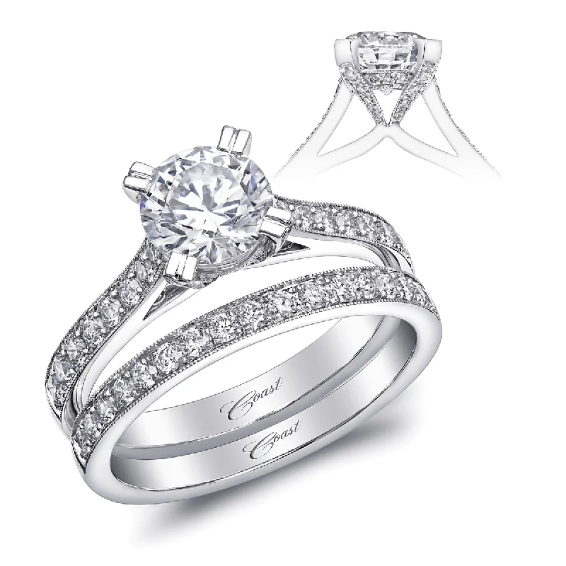 affordable custom engagement rings -14kw Gold Diamond Accented Head Engagement Ring Semi-Mount