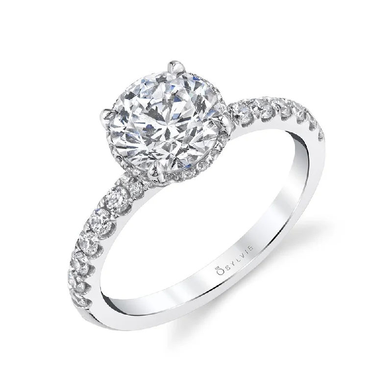 wedding ring sets for women -Sylvie Collection 14K White Gold Round Engagement Ring Setting