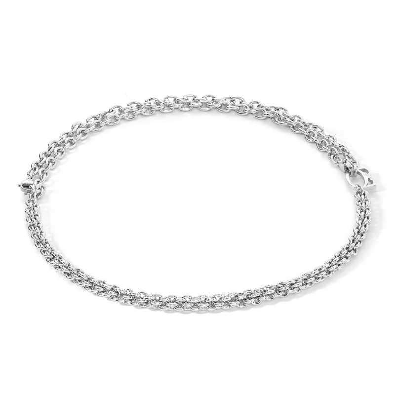 trendy necklaces for women -Coeur De Lion Silver Mesh Chain Necklace