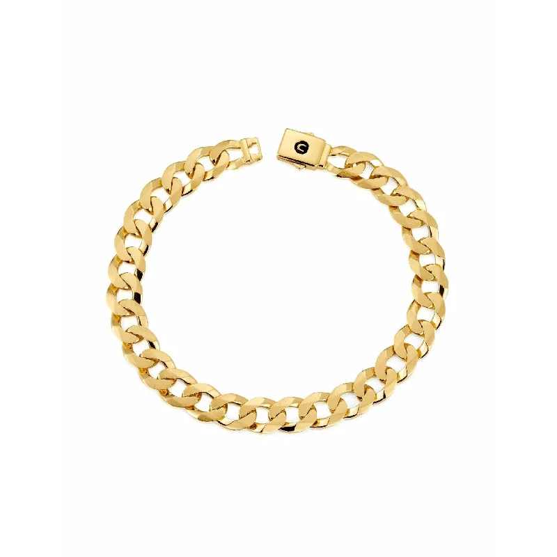 CRISLU Mens Matte Curb Chain Bracelet In 18KT Yellow Gold