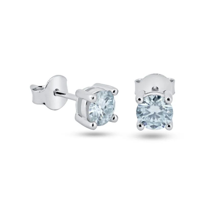 925 Sterling Silver Moissanite 5mm Round Push Back Earring - MBGE00003