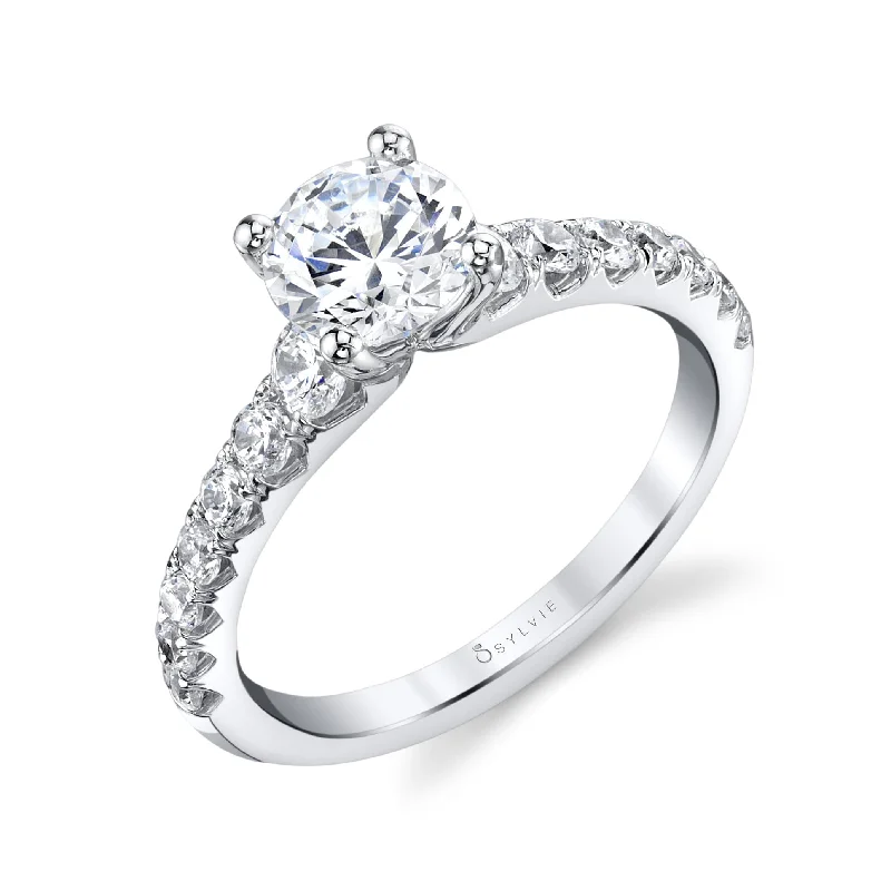 gemstone and diamond engagement rings -Sylvie Collection 14K White Gold Round Engagement Ring Setting