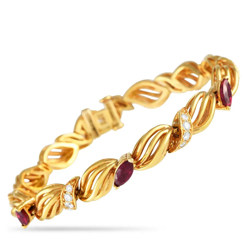 Oscar Heyman 18K Yellow Gold 0.50ct Diamond and 2.96ct Ruby Bracelet MF03-101024