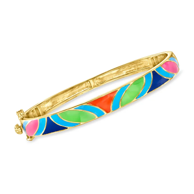 Ross-Simons Multicolored Enamel Bangle Bracelet in 18kt Gold Over Sterling