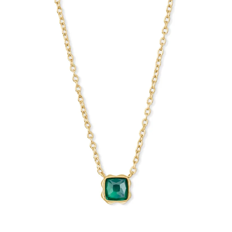 pearl necklaces for women -Coeur De Lion Gold May Birthstone Green Agate Necklace