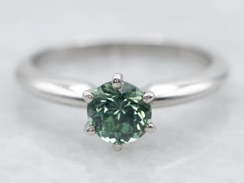 women’s engagement rings with colored stones -Stunning Green Sapphire Solitaire Engagement Ring