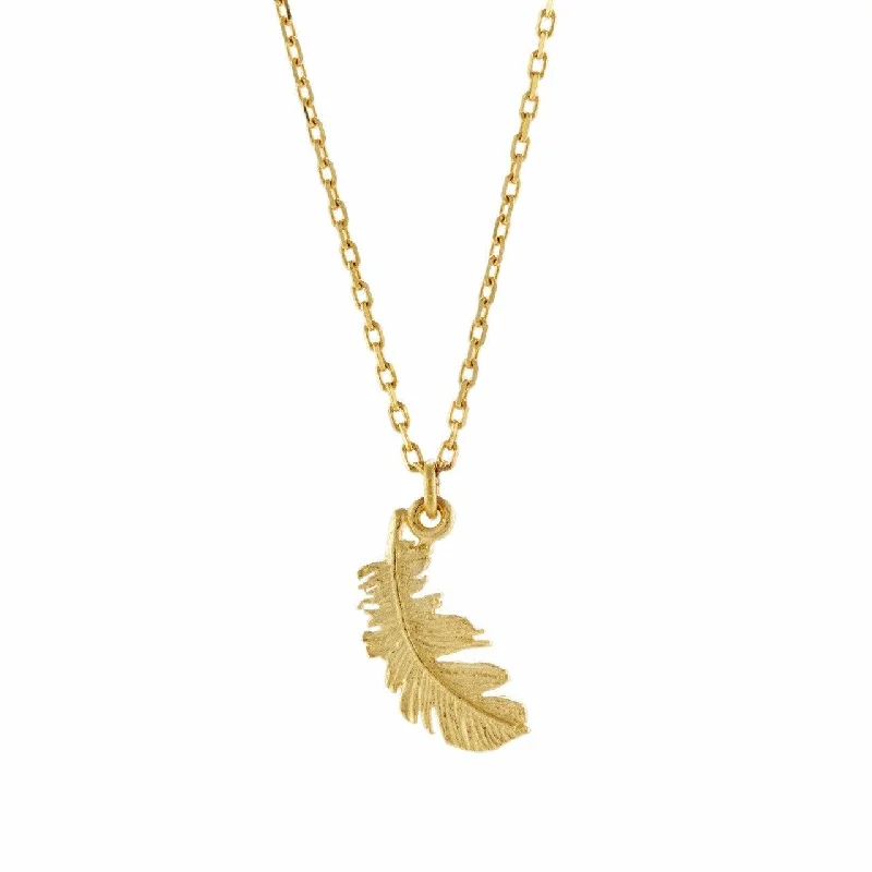 gold chain necklaces for women -Alex Monroe Teeny Tiny Plume Feather Necklace in 18ct Solid Gold