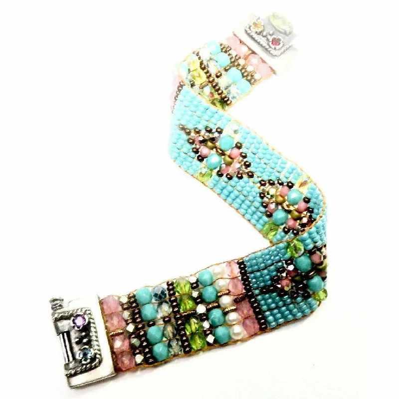 CHILI ROSE  Turquoise & Pink  Cowboy Gemstone Beaded Bracelet