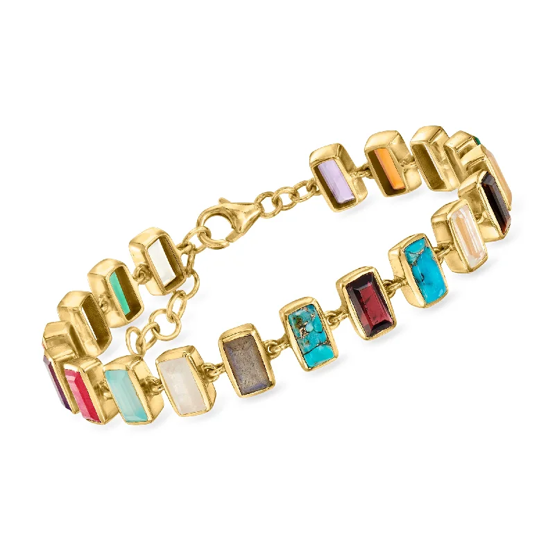 Ross-Simons Multi-Gemstone Bracelet in 18kt Gold Over Sterling