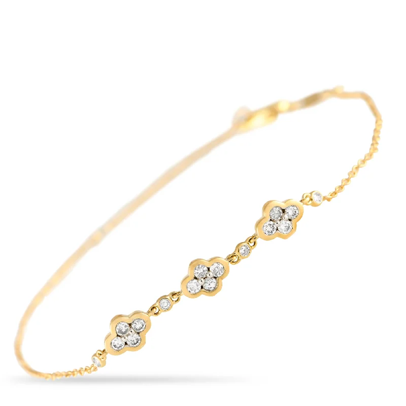 LB Exclusive 14K Yellow Gold 0.25ct Diamond Quatrefoil Bracelet BR09875-Y