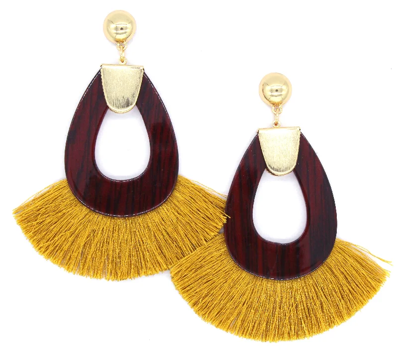 Hannah Tassel Earrings- Mustard