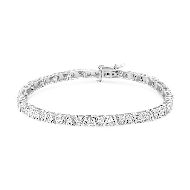 .925 Sterling Silver 1/4 Cttw Miracle-Set Diamond Modern Tennis Bracelet