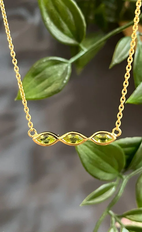 elegant necklaces for women -Unique & Co Gold Vermeil Peridot Pendant Necklace