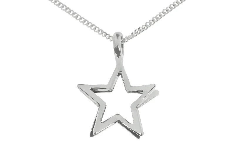 classic necklaces for women -3D Sterling Silver Star Pendant