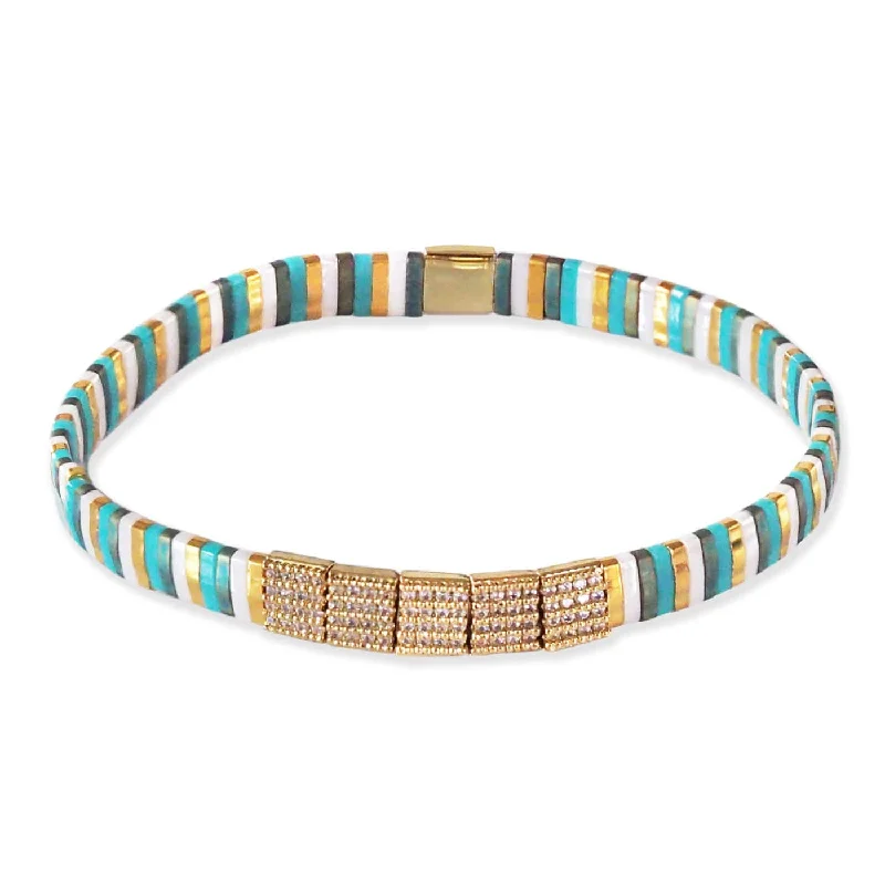 TAI Aqua Gleam Pave Tila Stretch Bracelet