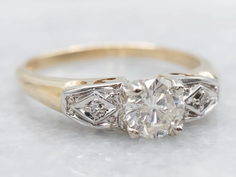 women’s stacked engagement rings -Retro Diamond Engagement Ring