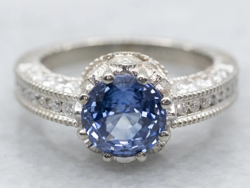 affordable diamond engagement rings -Sapphire Engagement Ring with Diamond Accents