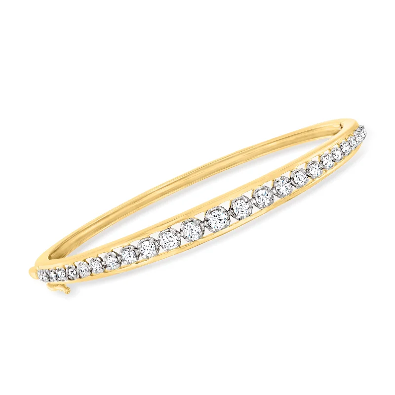 Ross-Simons Diamond Graduated Bangle Bracelet in 14kt Yellow Gold