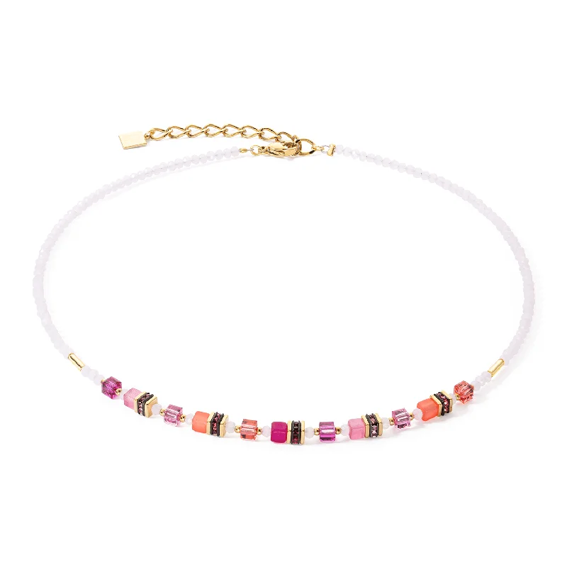 wedding necklaces for women -Coeur De Lion Magenta Mini Cubes Necklace