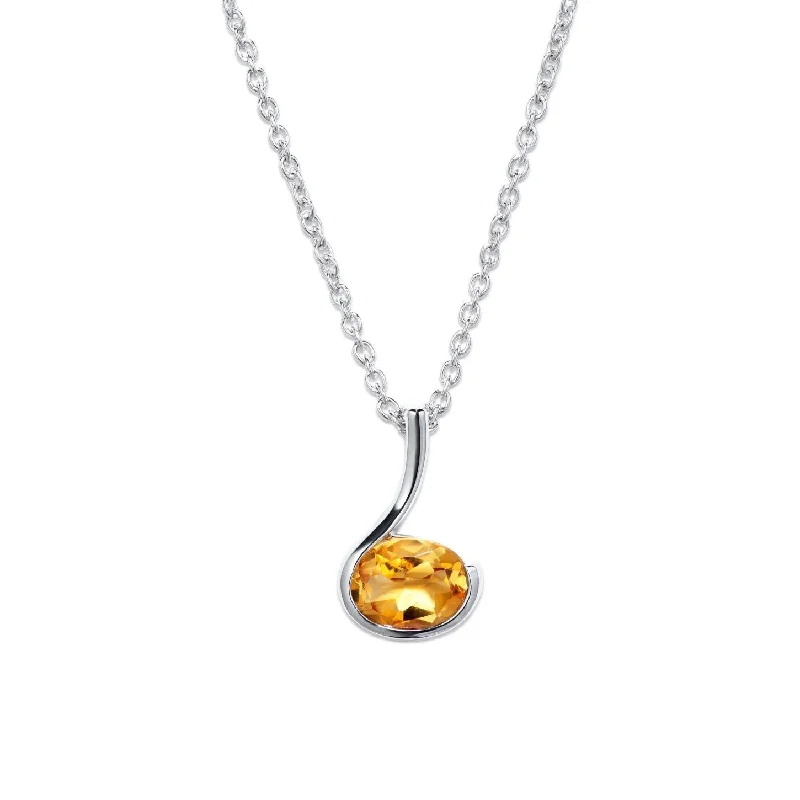 cute necklaces for women -Unique & Co Silver and Citrine Pendant