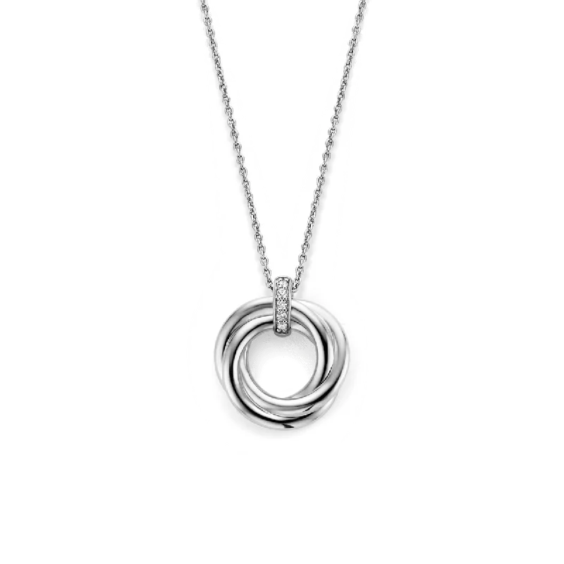 luxury diamond necklaces for women -Ti Sento Sterling Silver Twisted Circle Necklace