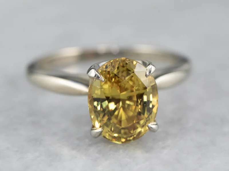 engagement rings with side stones -Modern Yellow Sapphire Solitaire Engagement Ring