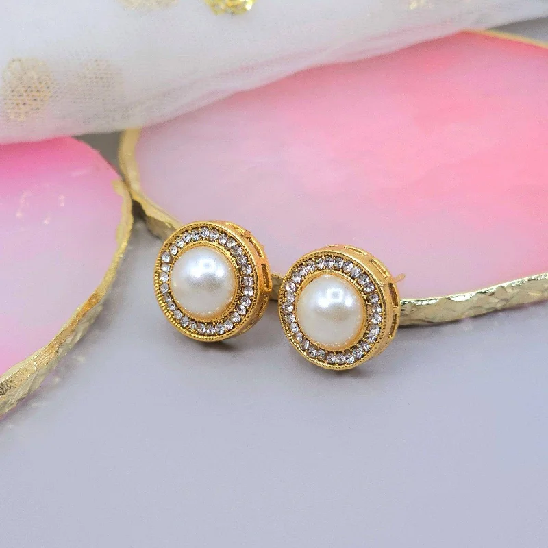 Gold Plated Pearl Stud Earrings