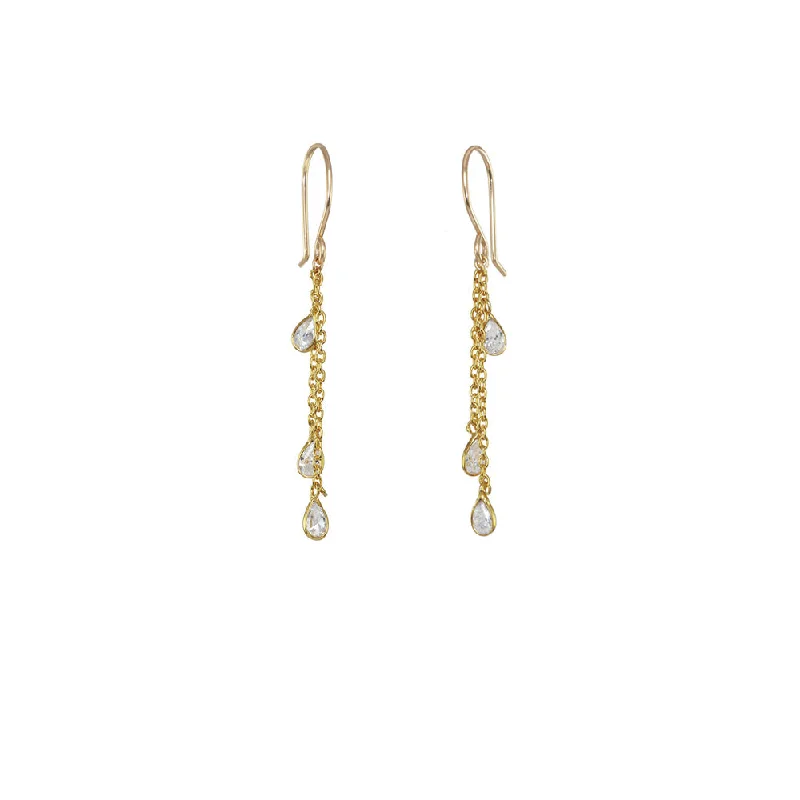 Mini Bezel Chain Earrings