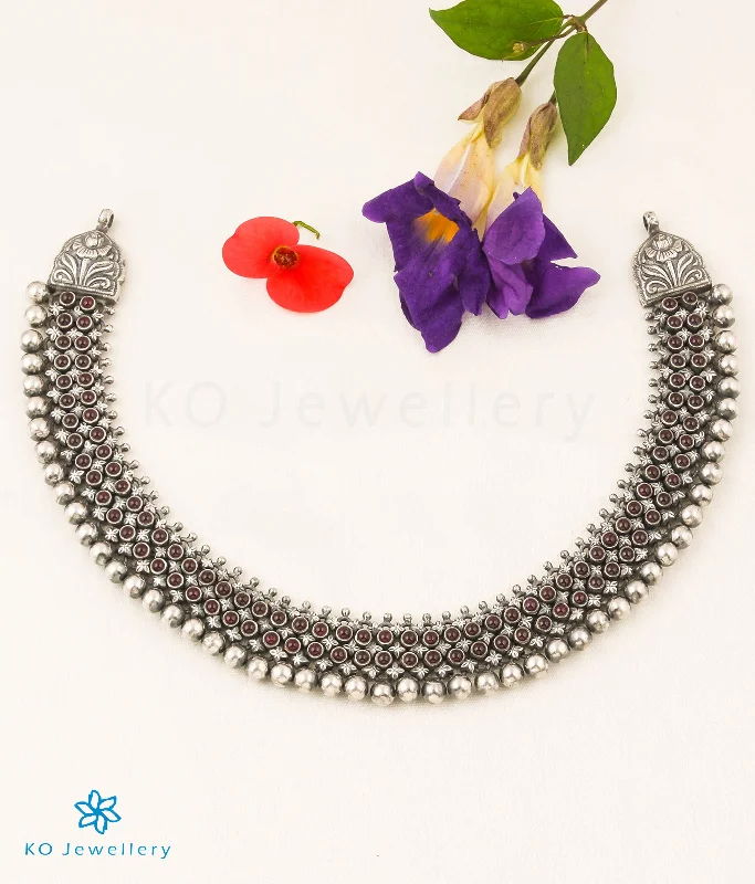 unique necklaces for women -The Padmavat Antique Silver Necklace (Oxidised)