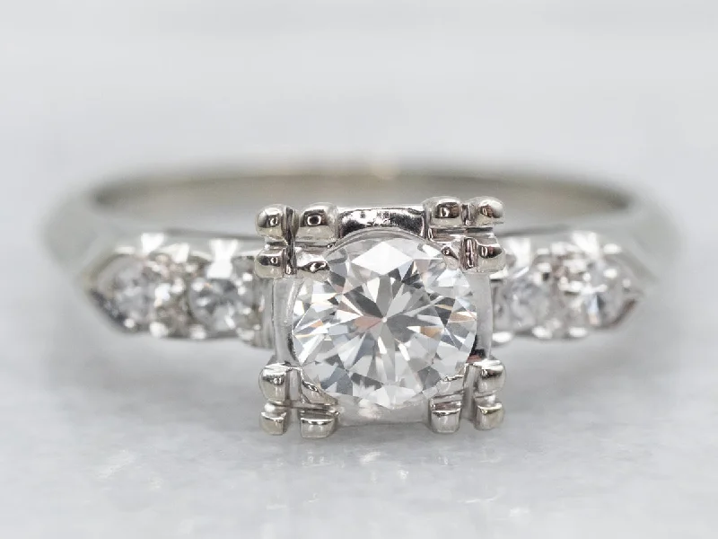 diamond engagement rings for women -Retro Era Diamond Engagement Ring