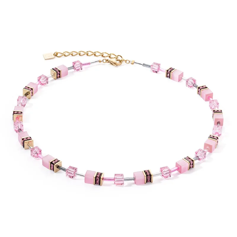 elegant heart-shaped necklaces for women -Coeur De Lion Iconic Mono Gold Pink Necklace