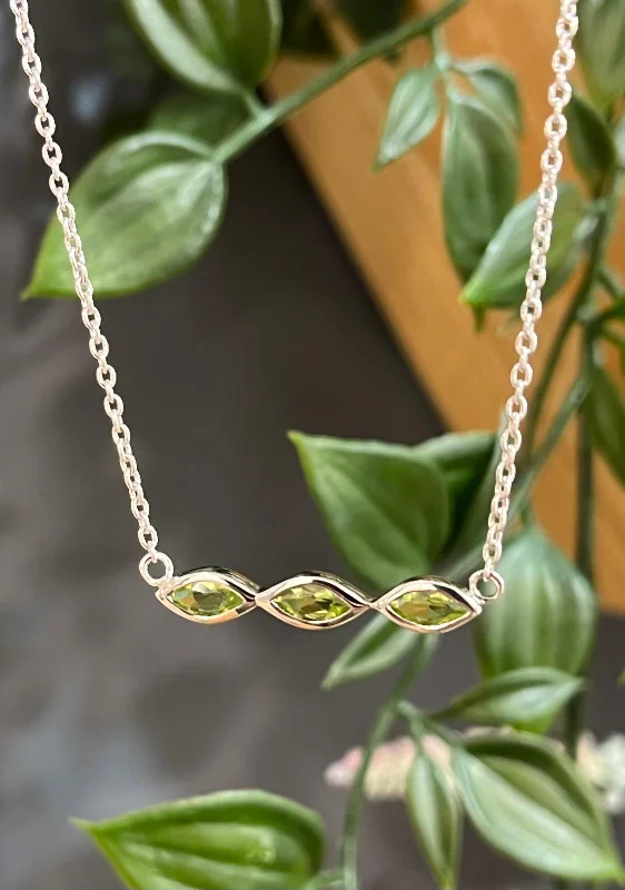 beautiful gemstone necklaces for women -Unique & Co Rhodium Plated Silver Peridot Necklace