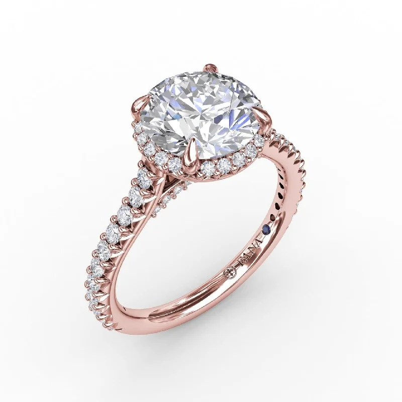 affordable diamond engagement rings -Contemporary Round Diamond Halo Engagement Ring With Geometric Details