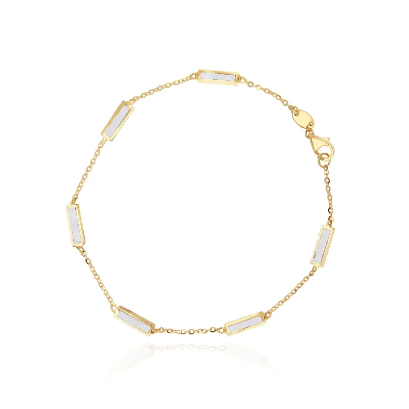 Mother of Pearl Bar Chain Bracelet