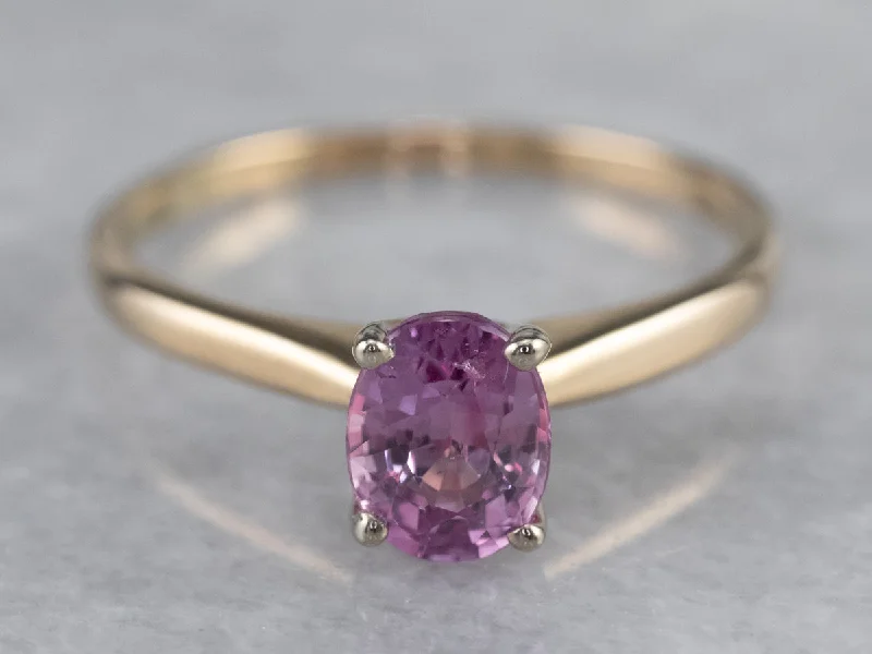 sapphire engagement rings for women -Pink Sapphire Gold Solitaire Engagement Ring