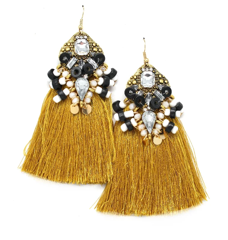 Amelia Tassel Earrings- Mustard