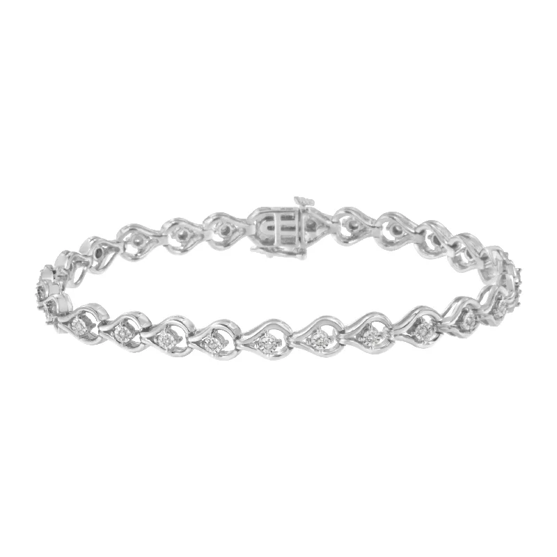 Sterling Silver Diamond Link Bracelet