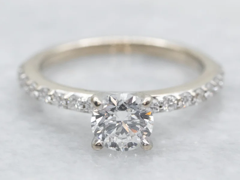 engagement rings with side stones -Modern Gold Diamond Engagement Ring